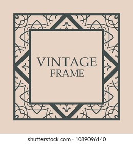 Vintage retro style invitation in Art Deco. Art deco border and frame. Creative template in style of 1920s. Vector illustration. EPS 10