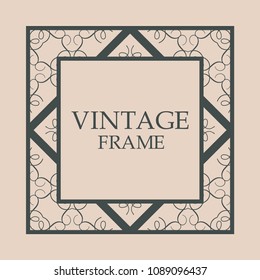 Vintage retro style invitation in Art Deco. Art deco border and frame. Creative template in style of 1920s. Vector illustration. EPS 10