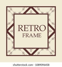 Vintage retro style invitation in Art Deco. Art deco border and frame. Creative template in style of 1920s. Vector illustration. EPS 10