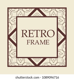 Vintage retro style invitation in Art Deco. Art deco border and frame. Creative template in style of 1920s. Vector illustration. EPS 10