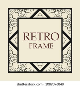 Vintage retro style invitation in Art Deco. Art deco border and frame. Creative template in style of 1920s. Vector illustration. EPS 10