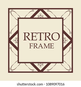 Vintage retro style invitation in Art Deco. Art deco border and frame. Creative template in style of 1920s. Vector illustration. EPS 10