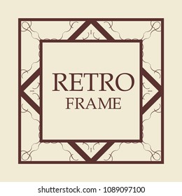 Vintage retro style invitation in Art Deco. Art deco border and frame. Creative template in style of 1920s. Vector illustration. EPS 10