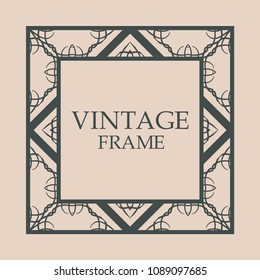 Vintage retro style invitation in Art Deco. Art deco border and frame. Creative template in style of 1920s. Vector illustration. EPS 10