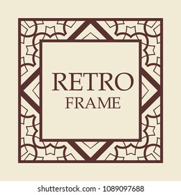 Vintage retro style invitation in Art Deco. Art deco border and frame. Creative template in style of 1920s. Vector illustration. EPS 10