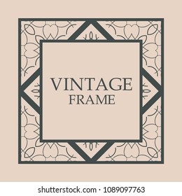 Vintage retro style invitation in Art Deco. Art deco border and frame. Creative template in style of 1920s. Vector illustration. EPS 10