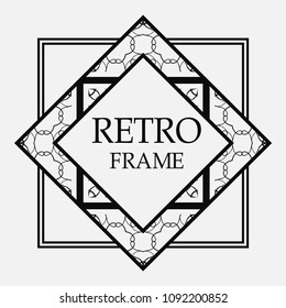 Vintage retro style invitation in Art Deco. Art deco border and frame. Creative template in style of 1920s. Vector illustration. EPS 10