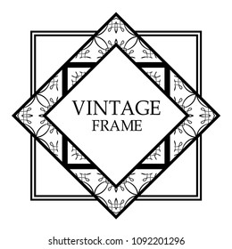 Vintage retro style invitation in Art Deco. Art deco border and frame. Creative template in style of 1920s. Vector illustration. EPS 10