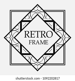 Vintage retro style invitation in Art Deco. Art deco border and frame. Creative template in style of 1920s. Vector illustration. EPS 10