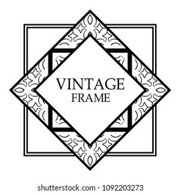 Vintage retro style invitation in Art Deco. Art deco border and frame. Creative template in style of 1920s. Vector illustration. EPS 10