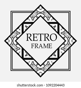 Vintage retro style invitation in Art Deco. Art deco border and frame. Creative template in style of 1920s. Vector illustration. EPS 10