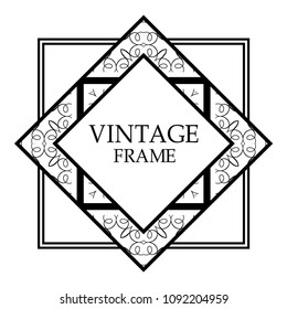 Vintage retro style invitation in Art Deco. Art deco border and frame. Creative template in style of 1920s. Vector illustration. EPS 10