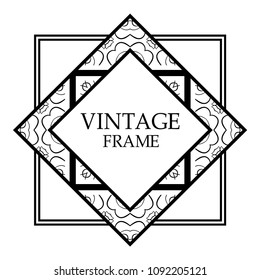 Vintage retro style invitation in Art Deco. Art deco border and frame. Creative template in style of 1920s. Vector illustration. EPS 10