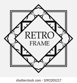 Vintage retro style invitation in Art Deco. Art deco border and frame. Creative template in style of 1920s. Vector illustration. EPS 10