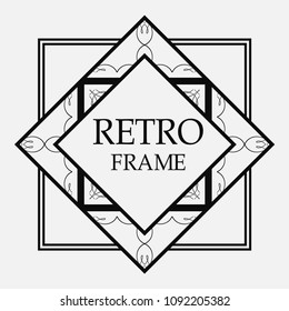 Vintage retro style invitation in Art Deco. Art deco border and frame. Creative template in style of 1920s. Vector illustration. EPS 10