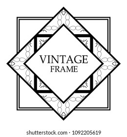 Vintage retro style invitation in Art Deco. Art deco border and frame. Creative template in style of 1920s. Vector illustration. EPS 10