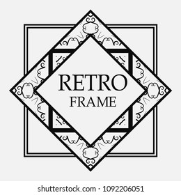 Vintage retro style invitation in Art Deco. Art deco border and frame. Creative template in style of 1920s. Vector illustration. EPS 10