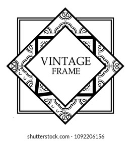 Vintage retro style invitation in Art Deco. Art deco border and frame. Creative template in style of 1920s. Vector illustration. EPS 10