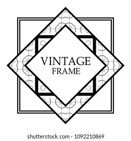 Vintage retro style invitation in Art Deco. Art deco border and frame. Creative template in style of 1920s. Vector illustration. EPS 10