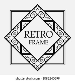 Vintage retro style invitation in Art Deco. Art deco border and frame. Creative template in style of 1920s. Vector illustration. EPS 10