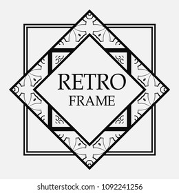 Vintage retro style invitation in Art Deco. Art deco border and frame. Creative template in style of 1920s. Vector illustration. EPS 10