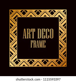 Vintage retro style invitation in Art Deco. Art deco border and frame. Creative template in style of 1920s. Vector illustration. EPS 10