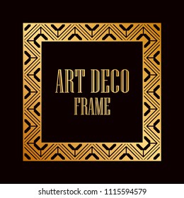 Vintage retro style invitation in Art Deco. Art deco border and frame. Creative template in style of 1920s. Vector illustration. EPS 10