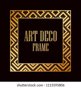 Vintage retro style invitation in Art Deco. Art deco border and frame. Creative template in style of 1920s. Vector illustration. EPS 10