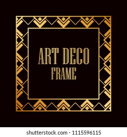 Vintage retro style invitation in Art Deco. Art deco border and frame. Creative template in style of 1920s. Vector illustration. EPS 10
