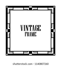 Vintage retro style invitation in Art Deco. Art deco border and frame. Creative template in style of 1920s. Vector illustration. EPS 10