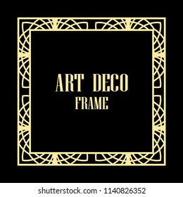 Vintage retro style invitation in Art Deco. Art deco border and frame. Creative template in style of 1920s. Vector illustration. EPS 10
