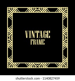Vintage retro style invitation in Art Deco. Art deco border and frame. Creative template in style of 1920s. Vector illustration. EPS 10