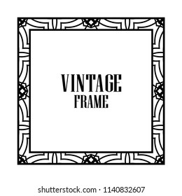 Vintage retro style invitation in Art Deco. Art deco border and frame. Creative template in style of 1920s. Vector illustration. EPS 10