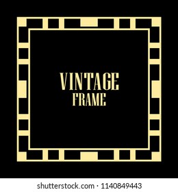 Vintage retro style invitation in Art Deco. Art deco border and frame. Creative template in style of 1920s. Vector illustration. EPS 10