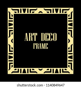 Vintage retro style invitation in Art Deco. Art deco border and frame. Creative template in style of 1920s. Vector illustration. EPS 10