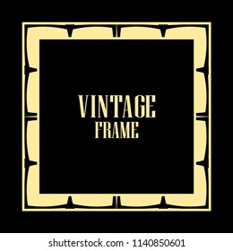 Vintage retro style invitation in Art Deco. Art deco border and frame. Creative template in style of 1920s. Vector illustration. EPS 10