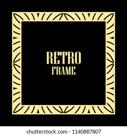 Vintage retro style invitation in Art Deco. Art deco border and frame. Creative template in style of 1920s. Vector illustration. EPS 10