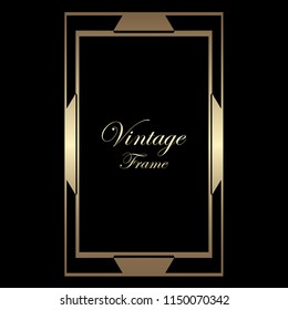 Vintage retro style invitation in Art Deco. Art deco border and frame. Creative template in style of 1920s. Vector illustration. EPS 10