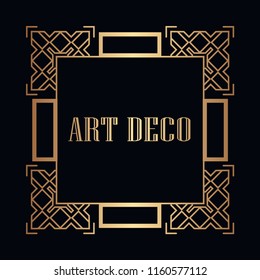 Vintage retro style invitation in Art Deco. Art deco border and frame. Creative template in style of 1920s. Vector illustration. EPS 10