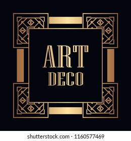 Vintage retro style invitation in Art Deco. Art deco border and frame. Creative template in style of 1920s. Vector illustration. EPS 10