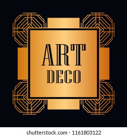 Vintage retro style invitation in Art Deco. Art deco border and frame. Creative template in style of 1920s. Vector illustration. EPS 10