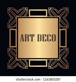 Vintage retro style invitation in Art Deco. Art deco border and frame. Creative template in style of 1920s. Vector illustration. EPS 10