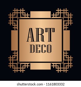 Vintage retro style invitation in Art Deco. Art deco border and frame. Creative template in style of 1920s. Vector illustration. EPS 10