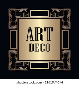 Vintage retro style invitation in Art Deco. Art deco border and frame. Creative template in style of 1920s. Vector illustration. EPS 10