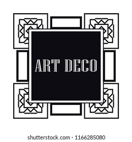 Vintage retro style invitation in Art Deco. Art deco border and frame. Creative template in style of 1920s. Vector illustration. EPS 10