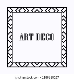 Vintage retro style invitation in Art Deco. Art deco border and frame. Creative template in style of 1920s. Vector illustration.