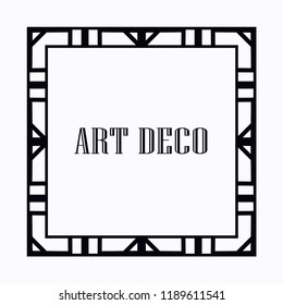 Vintage retro style invitation in Art Deco. Art deco border and frame. Creative template in style of 1920s. Vector illustration.