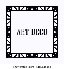 Vintage retro style invitation in Art Deco. Art deco border and frame. Creative template in style of 1920s. Vector illustration.