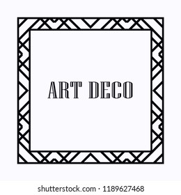 Vintage retro style invitation in Art Deco. Art deco border and frame. Creative template in style of 1920s. Vector illustration.