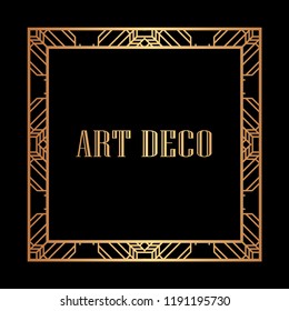 Vintage retro style invitation in Art Deco. Art deco border and frame. Creative template in style of 1920s. Vector illustration. EPS 10